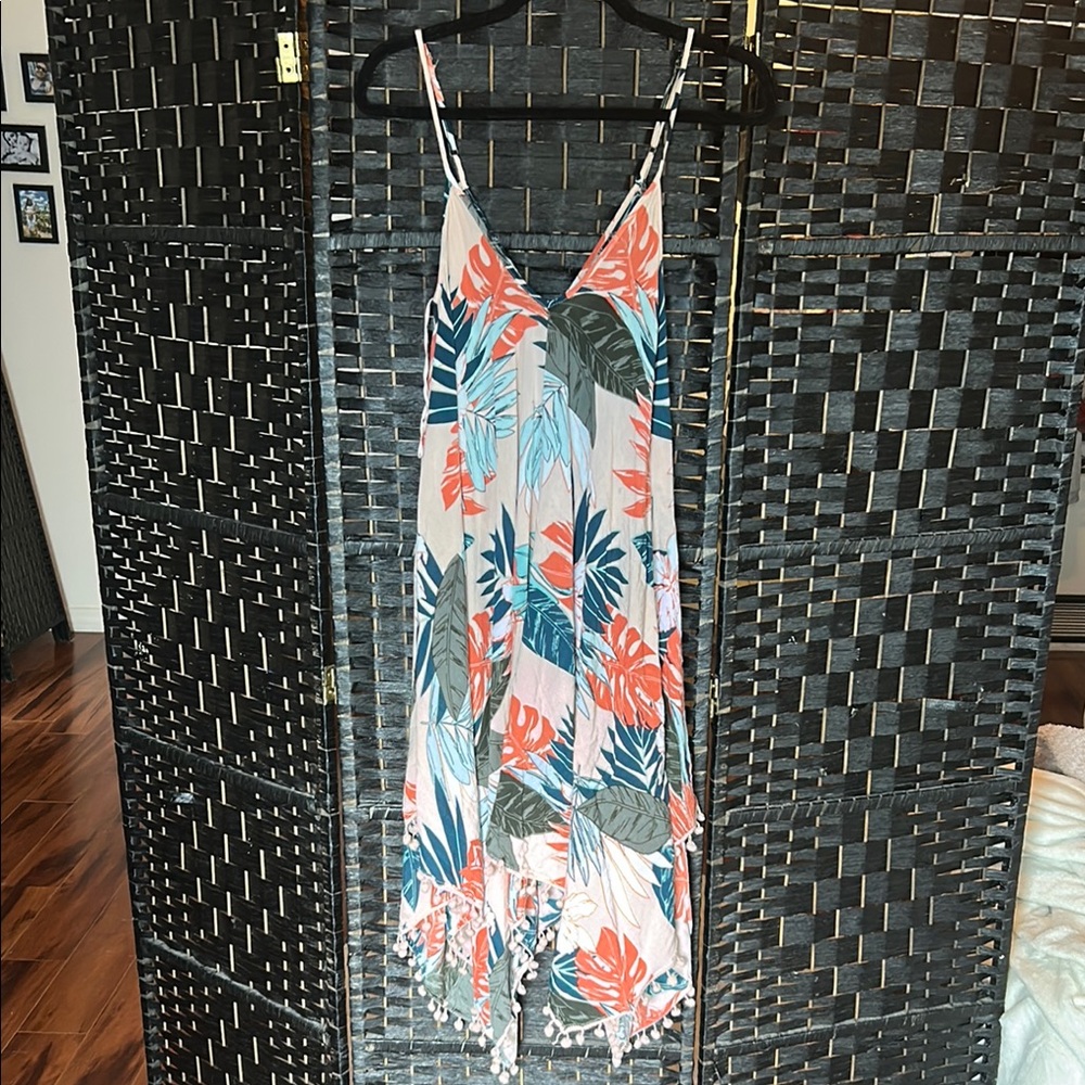 J.O.A. Vibrant Leaf Print Dress